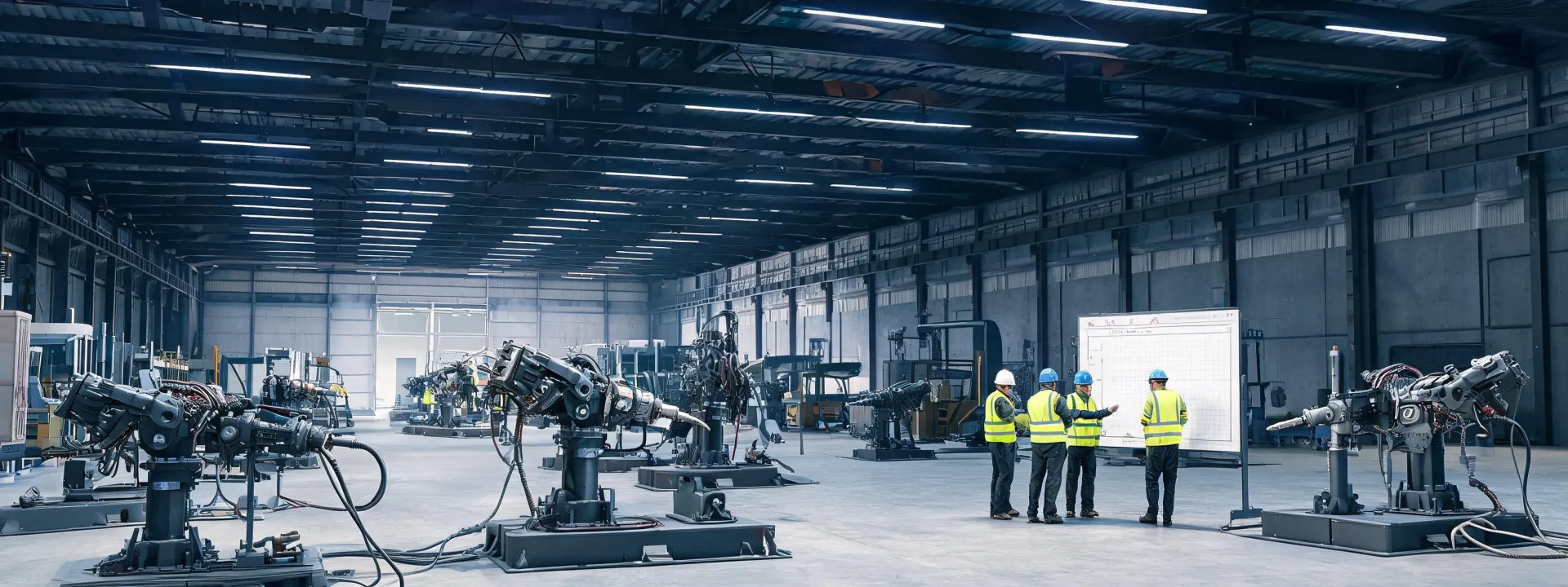 Epiroc drill assembly hall with rock drill test benches