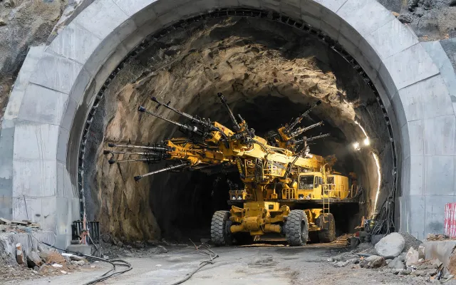 Tunnel portal drilling operation