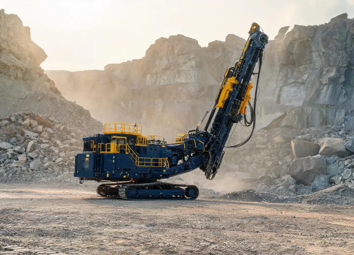 Epiroc flagship surface drill rig on quarry pad